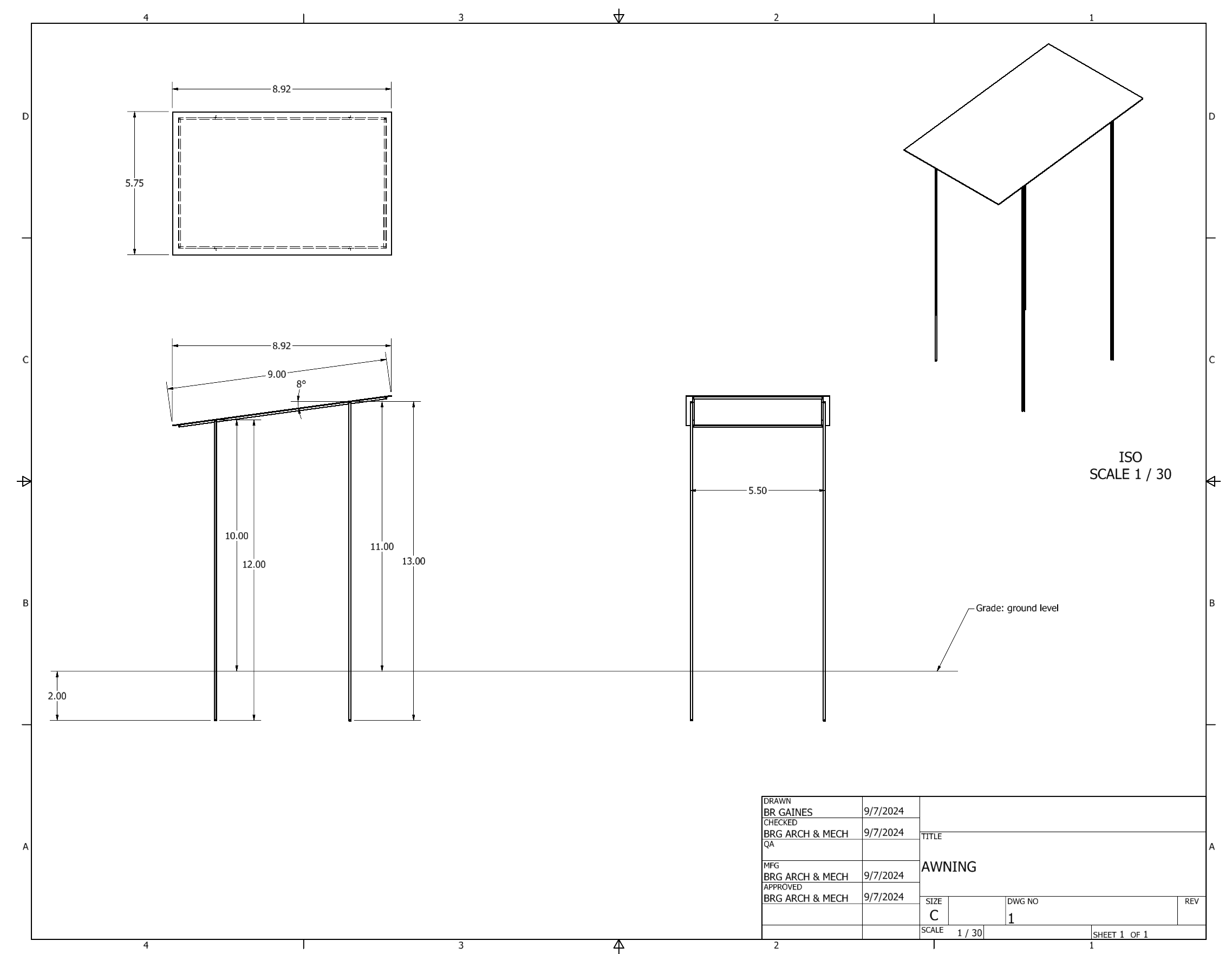 Orthographic view of Awning