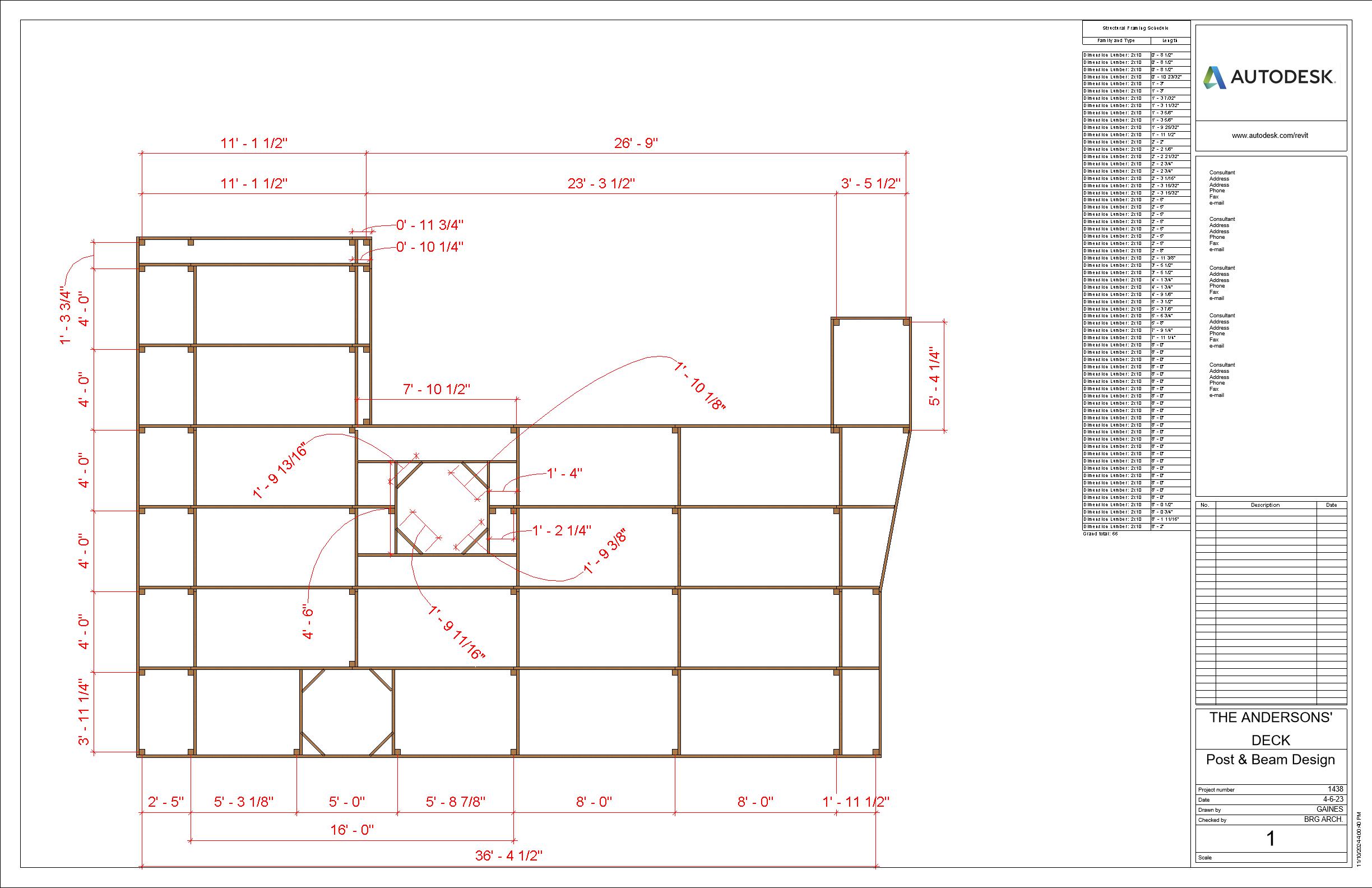 Orthographic view of Post and Beam Plan