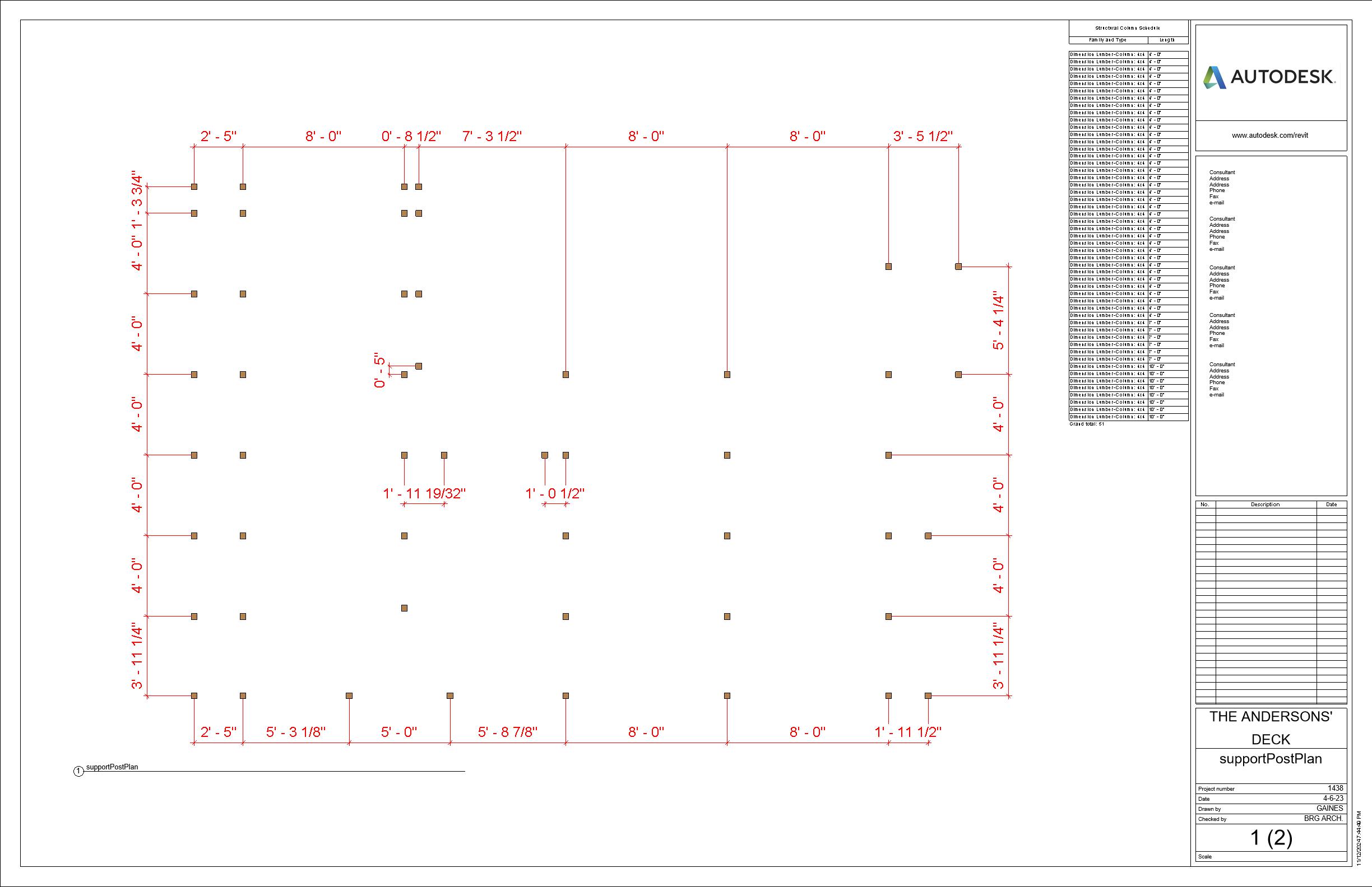 Orthographic view of Post Plan