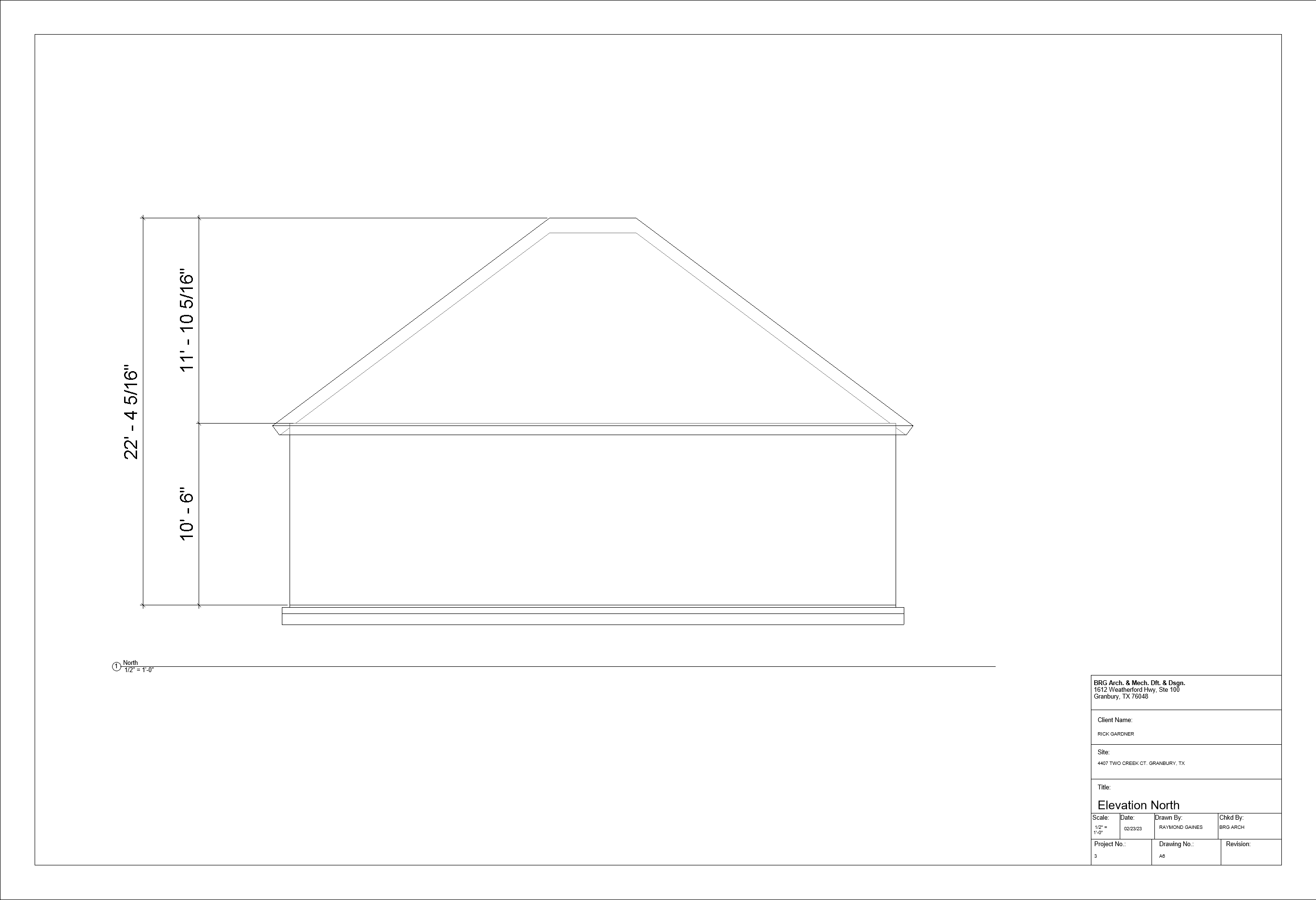 Orthographic view of North Elevation Plan