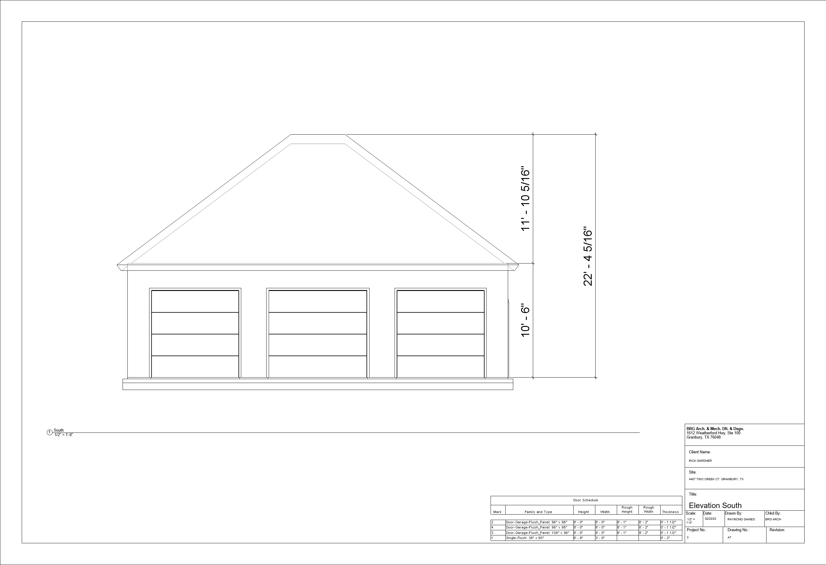 Orthographic view of South Elevation