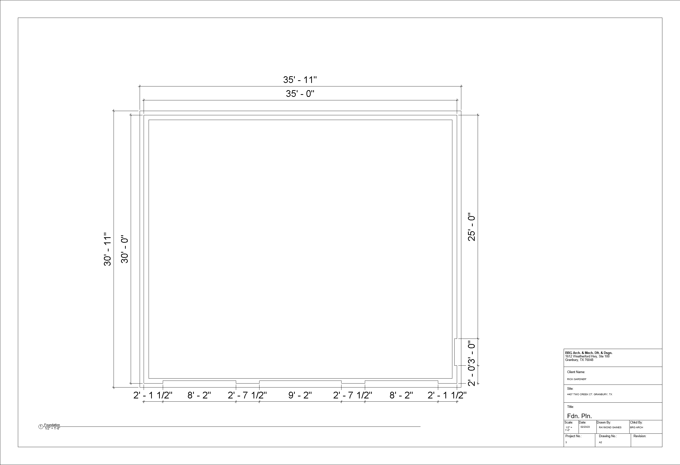 Orthographic view of Foundation Plan