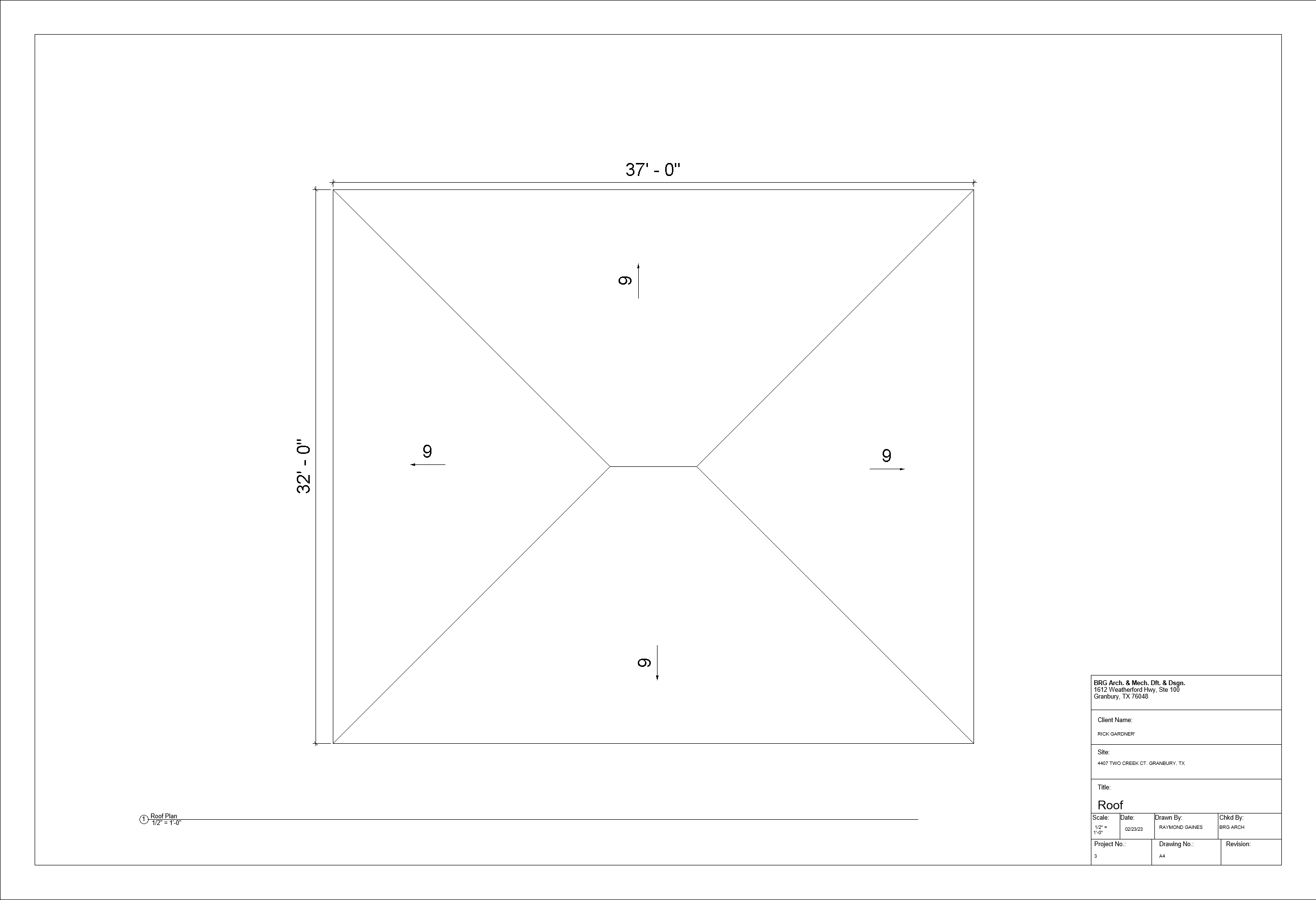 Orthographic view of Roof Plan