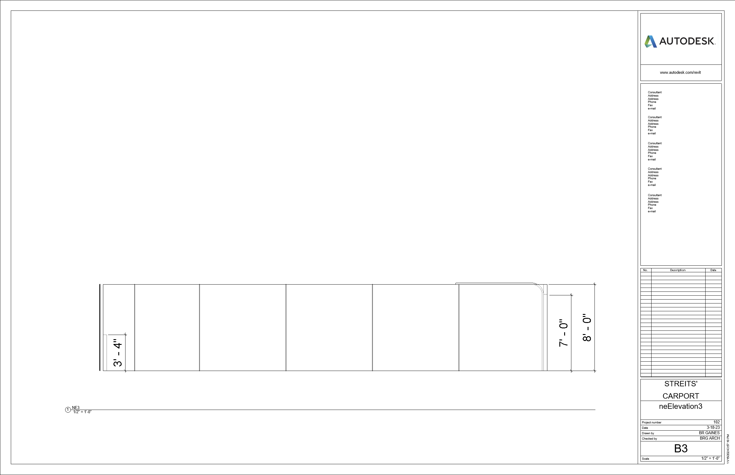 Orthographic view of NE Elevation