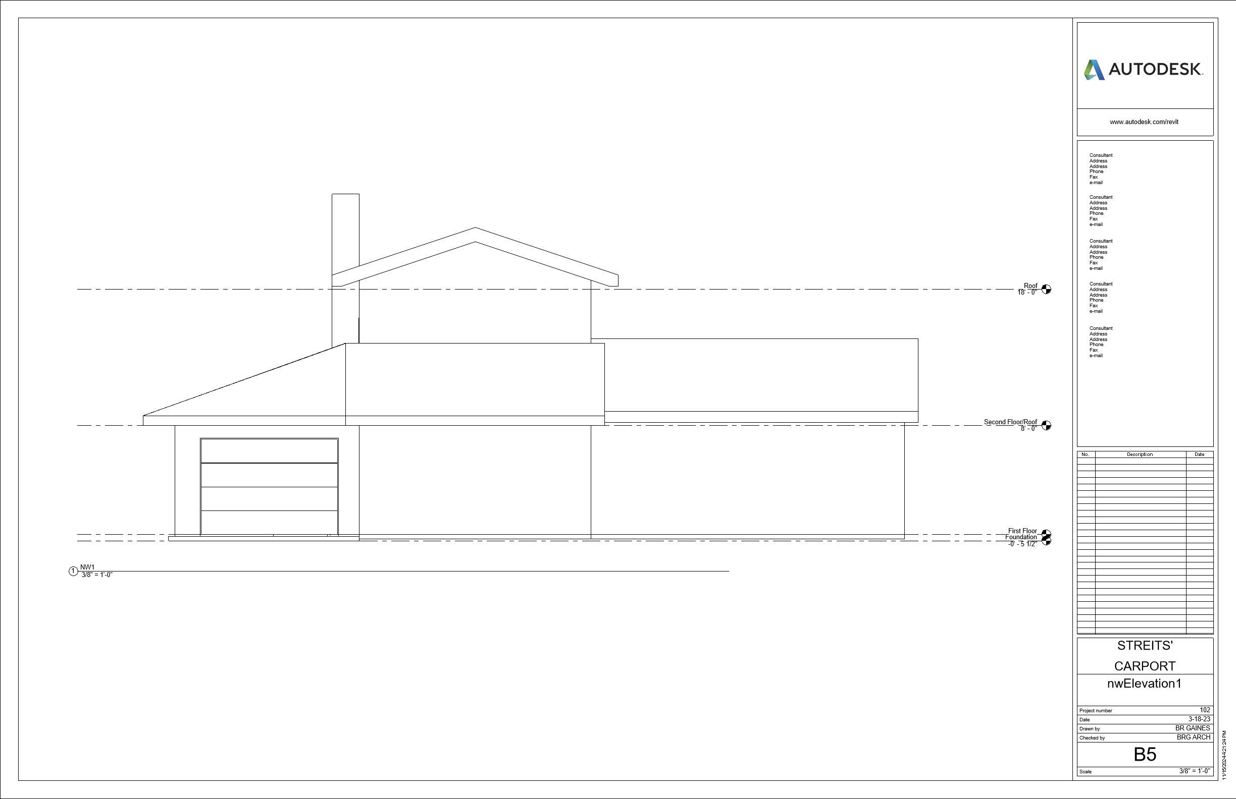 Orthographic view of NW Elevation