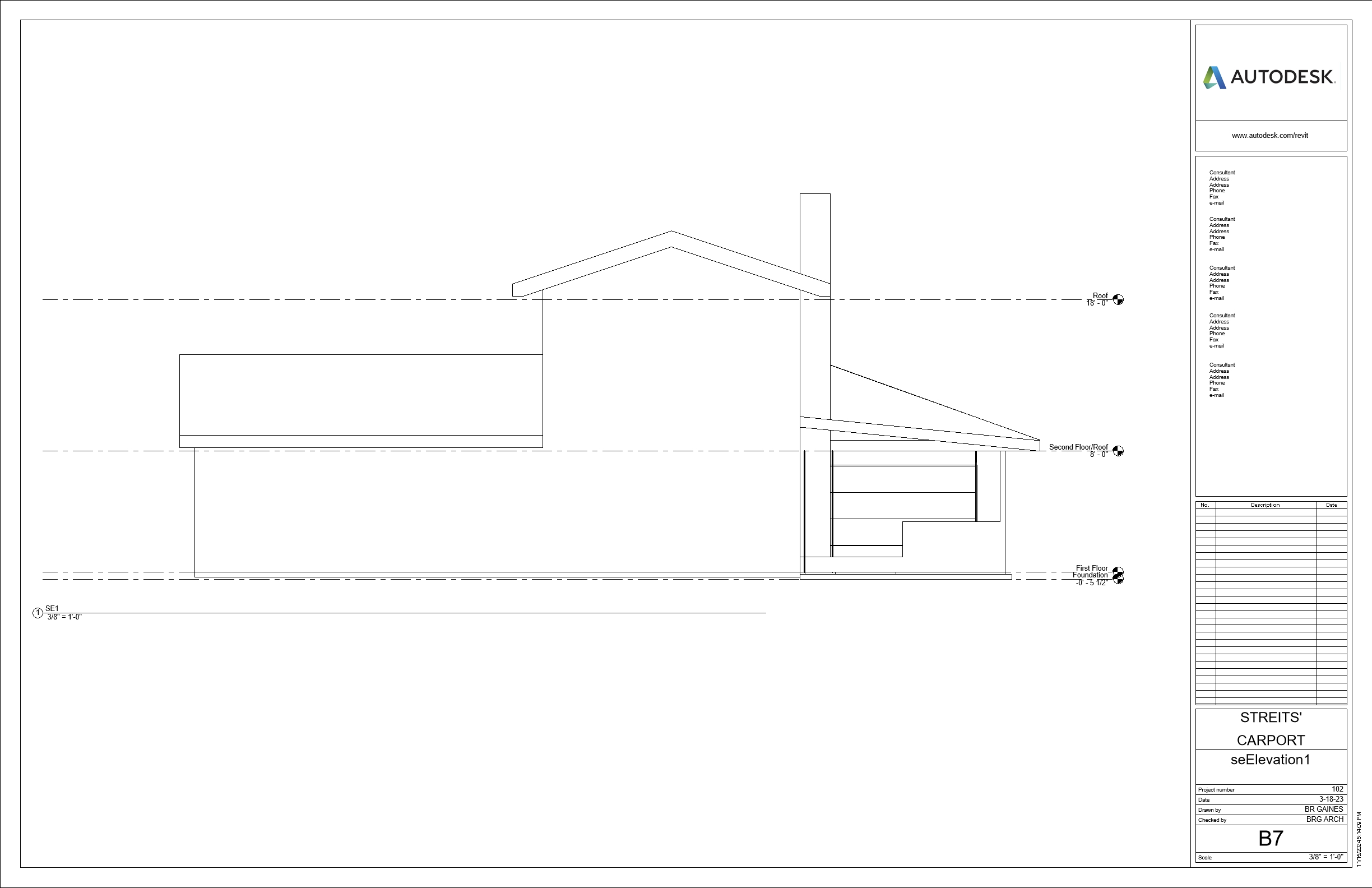 Orthographic view of SE Elevation