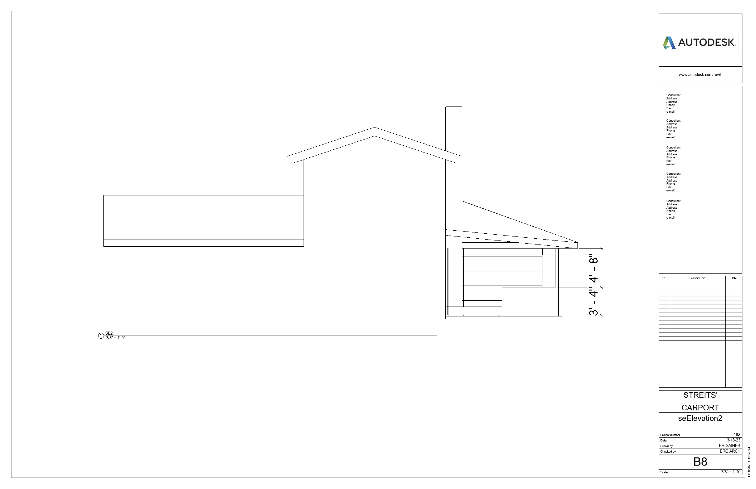 Orthographic view of SE Elevation