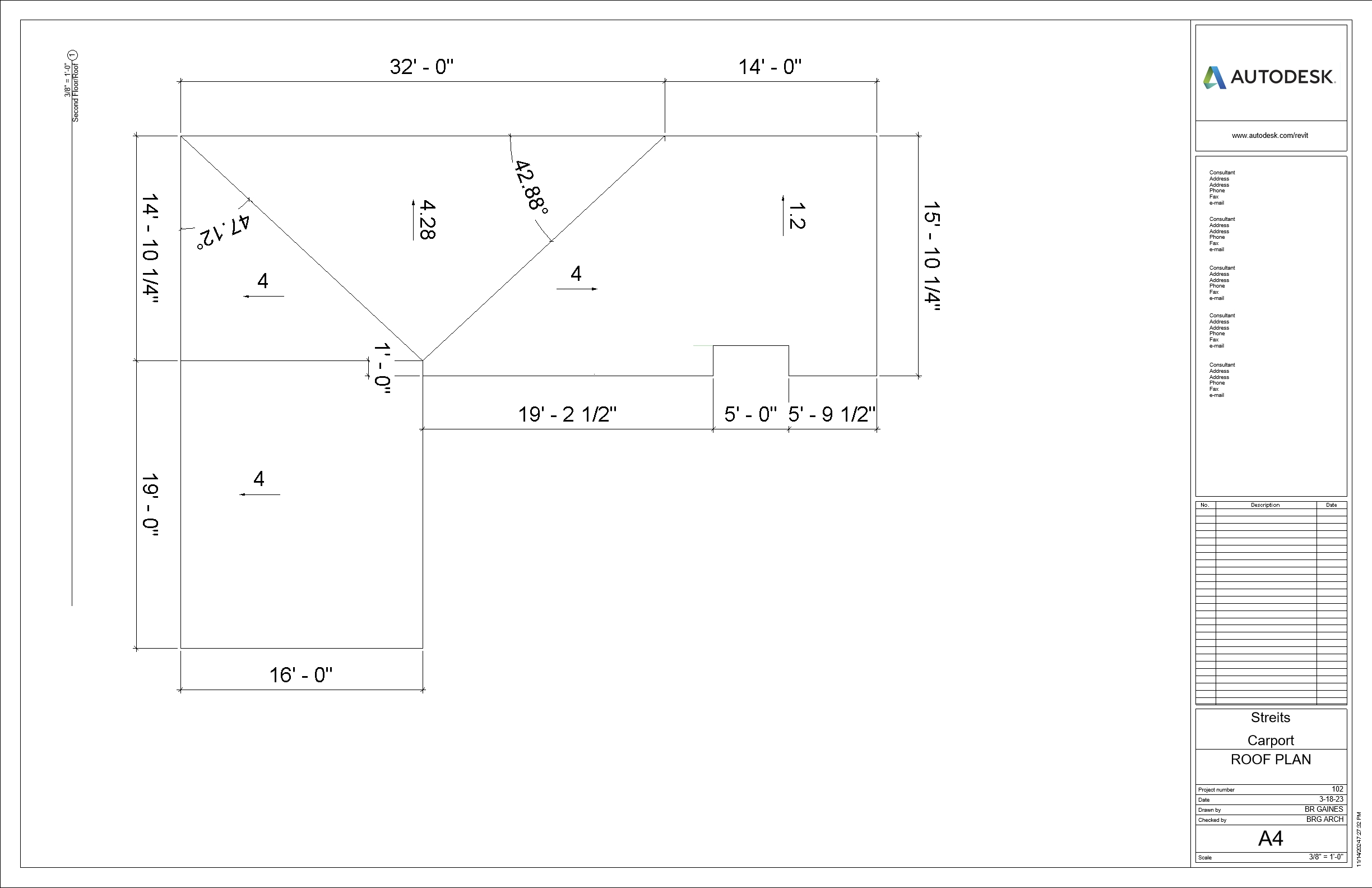 Orthographic view of Roof Plan