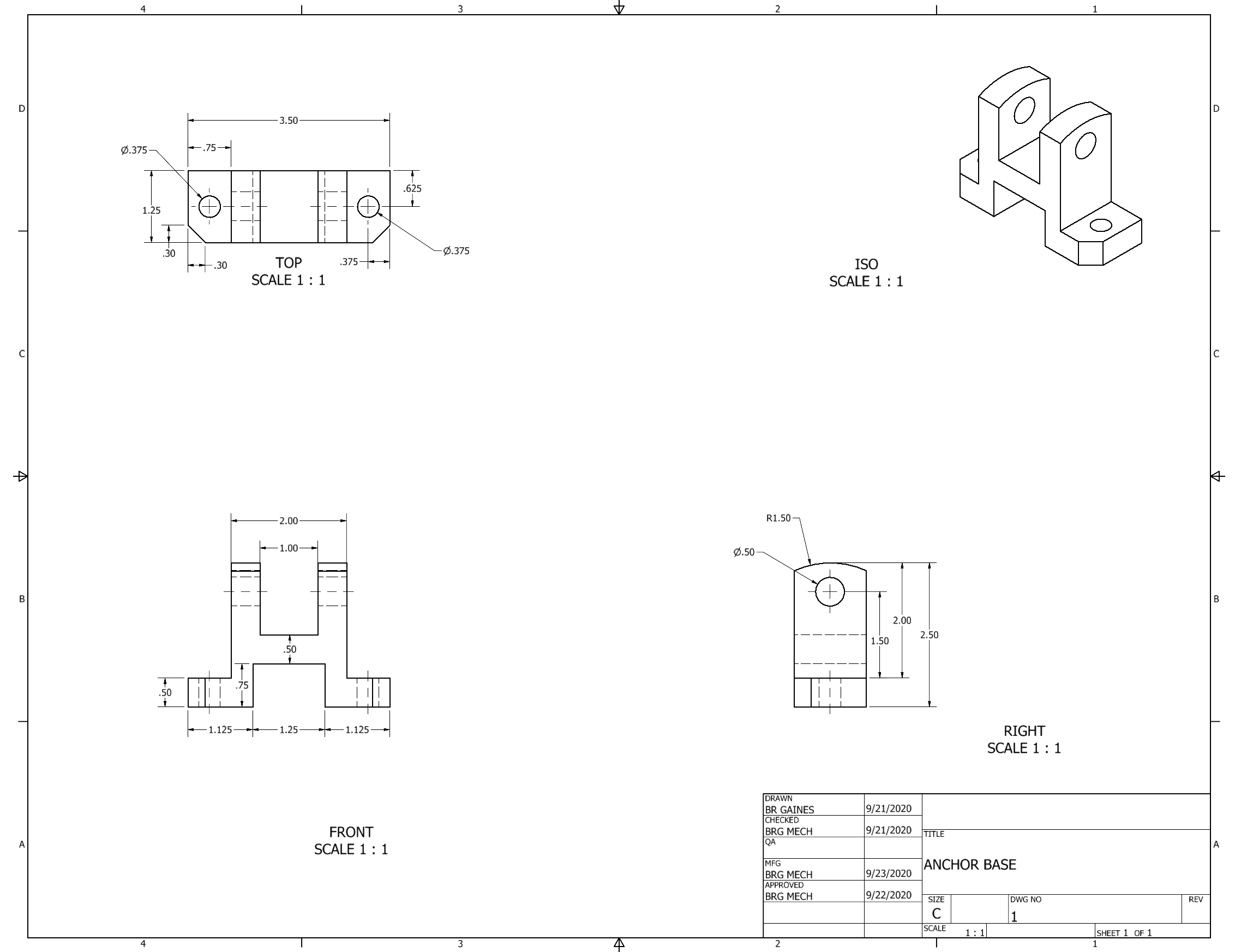 Orthographic Projection of Anchor Base