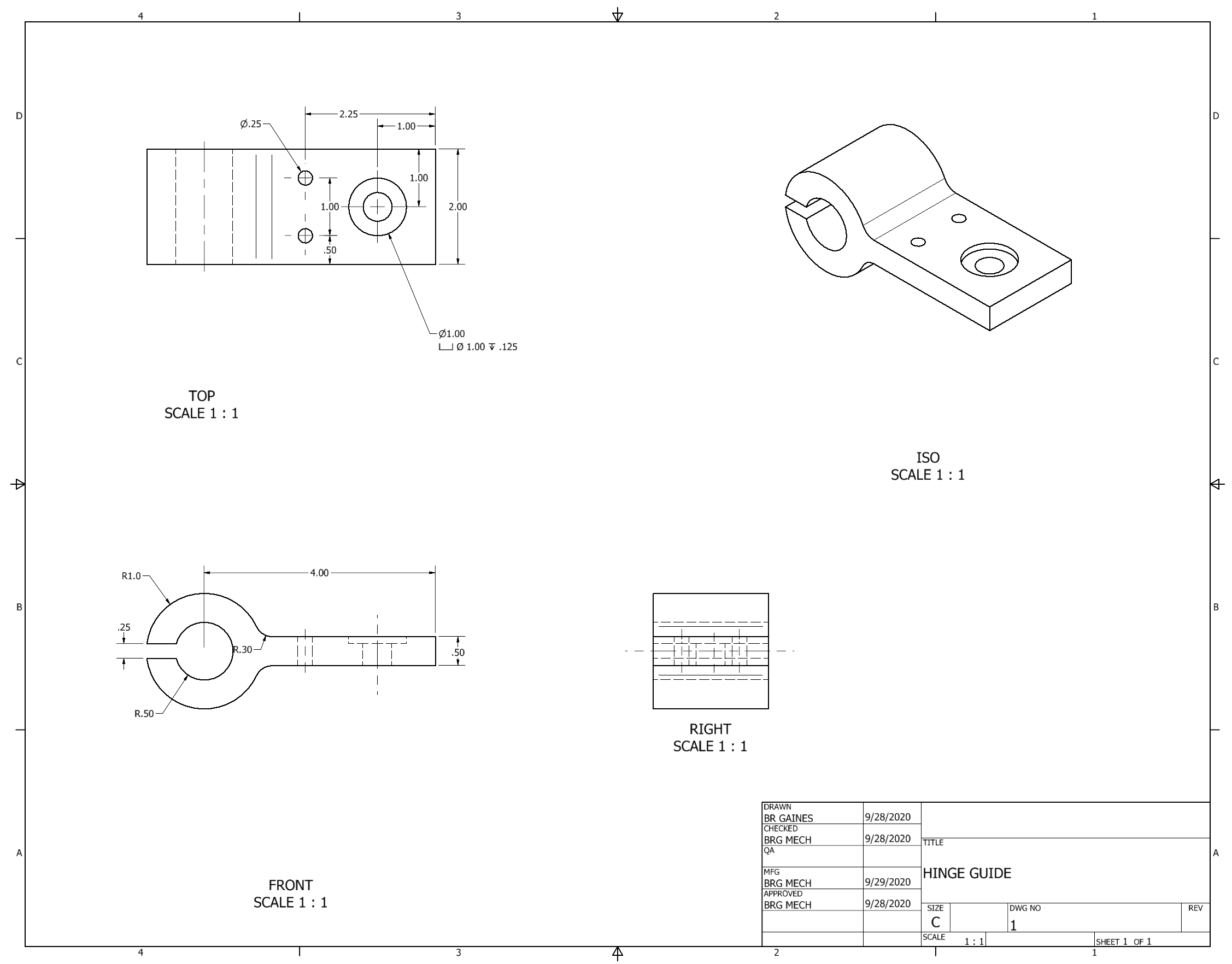 Orthographic Projection of Hinge Guide