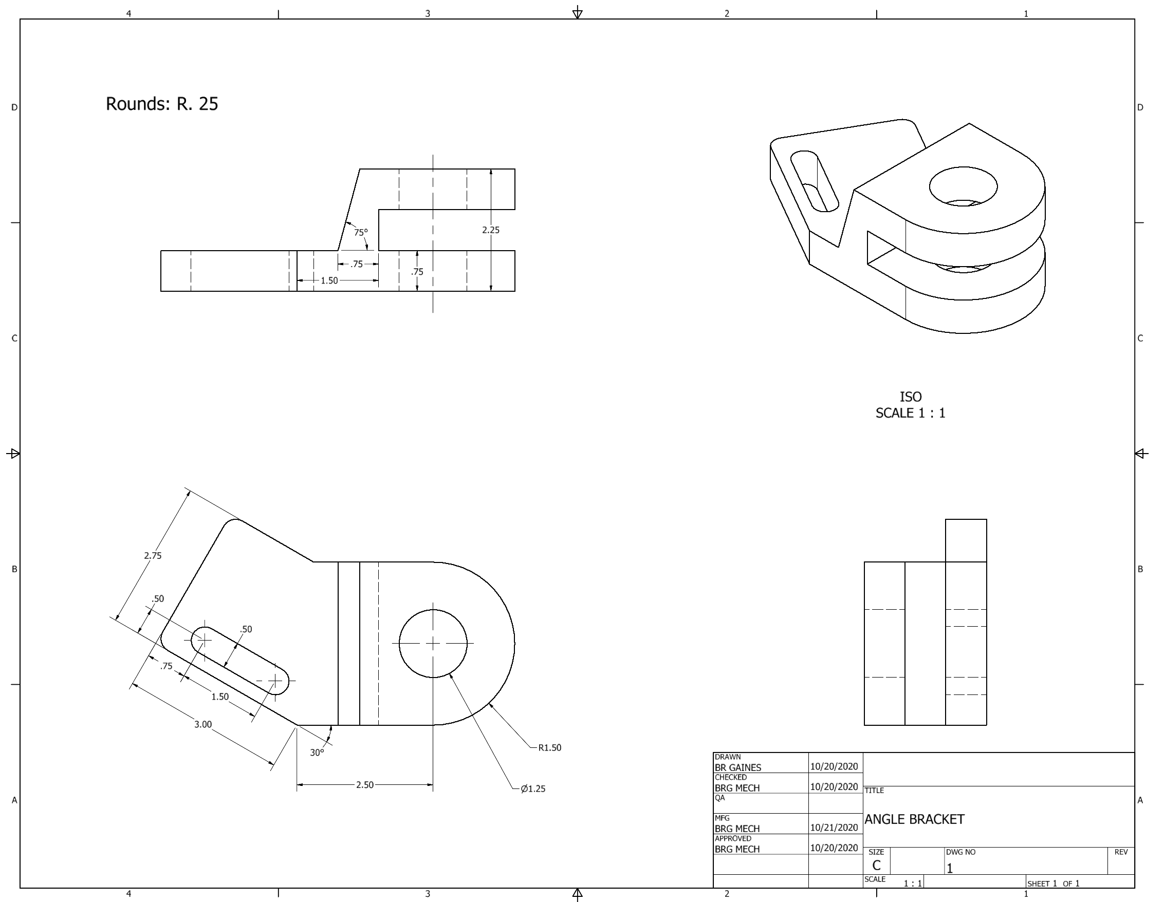 Orthographic Projection of Angle Bracket