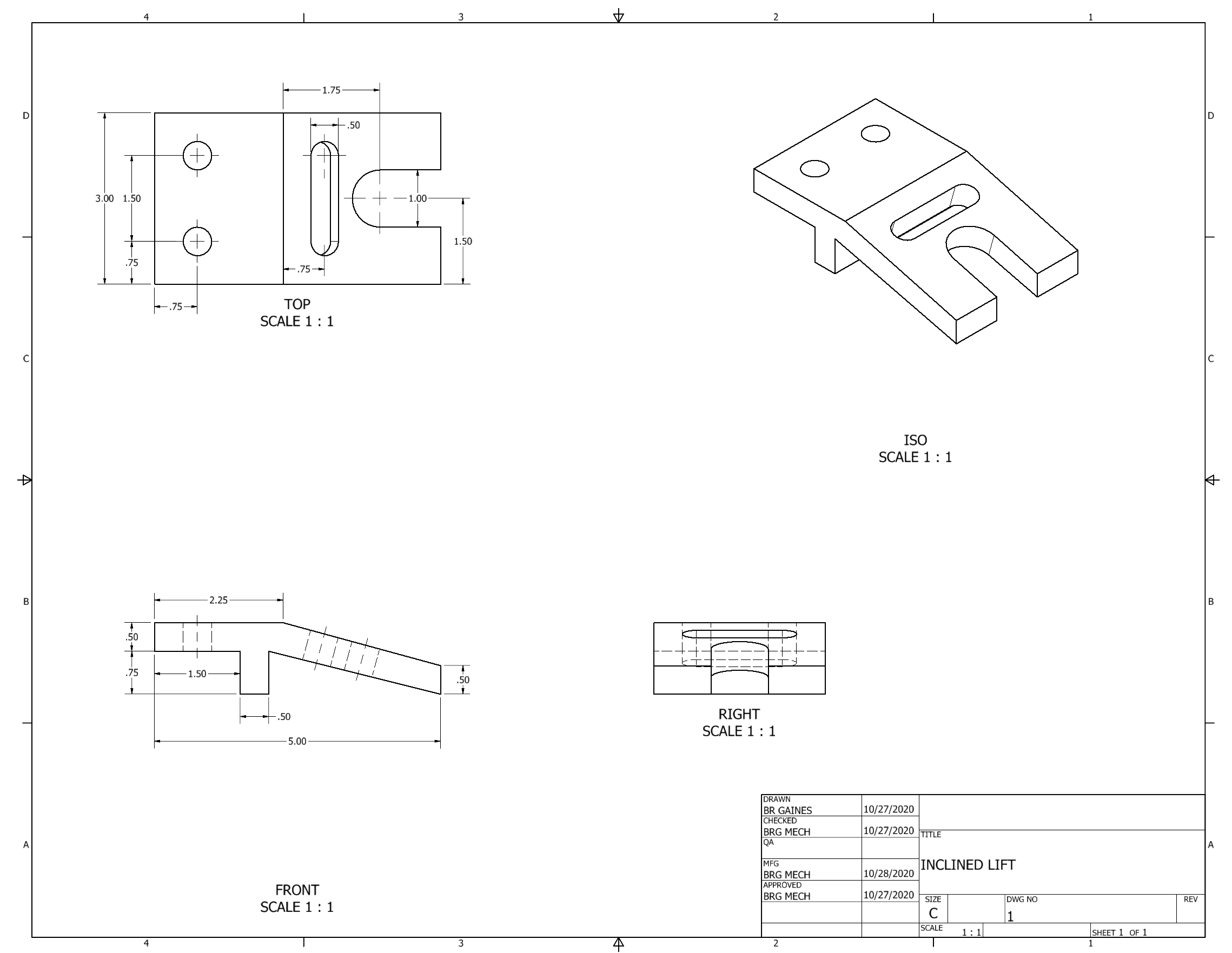 Orthographic Projection of Inclined Lift