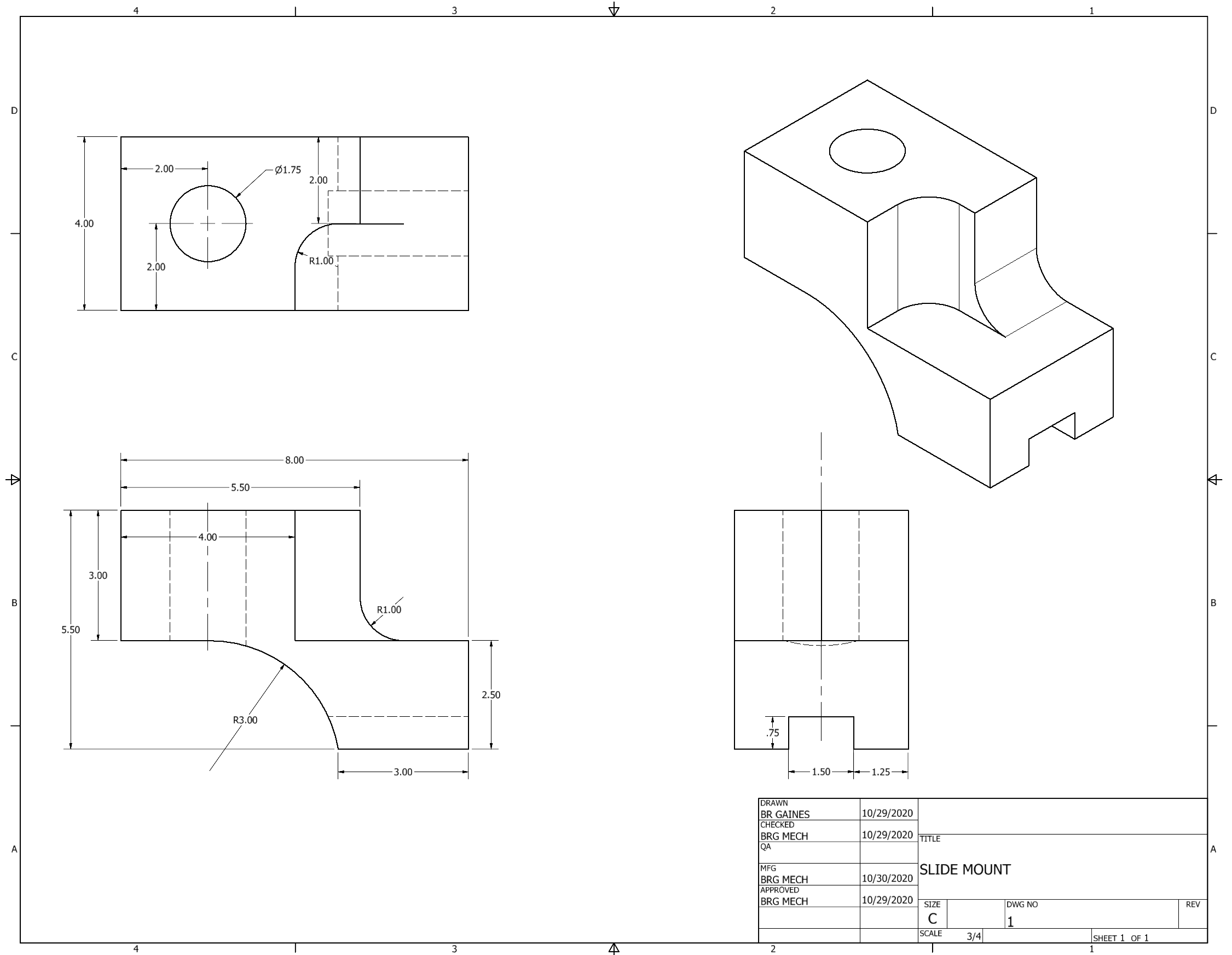 Orthographic Projection of Slide Mount