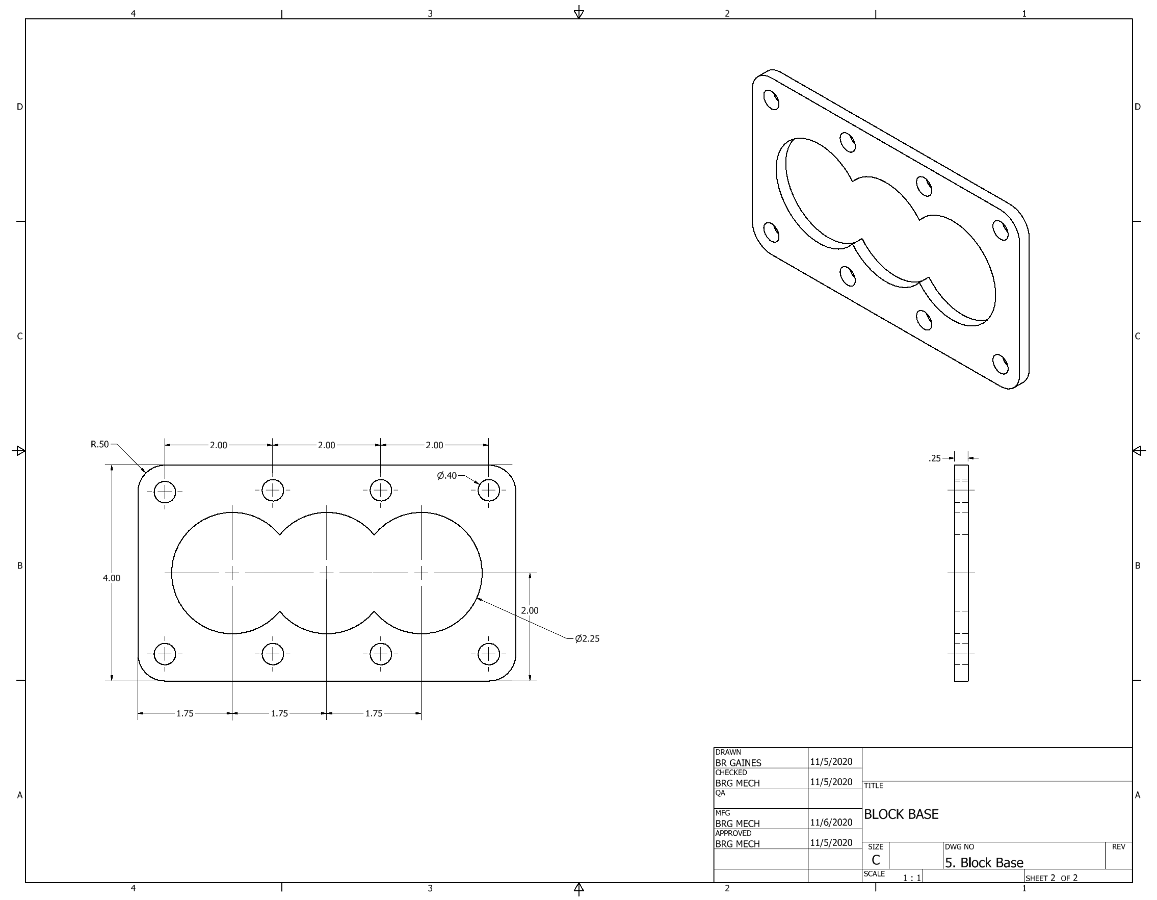 Orthographic Projection of Block Base