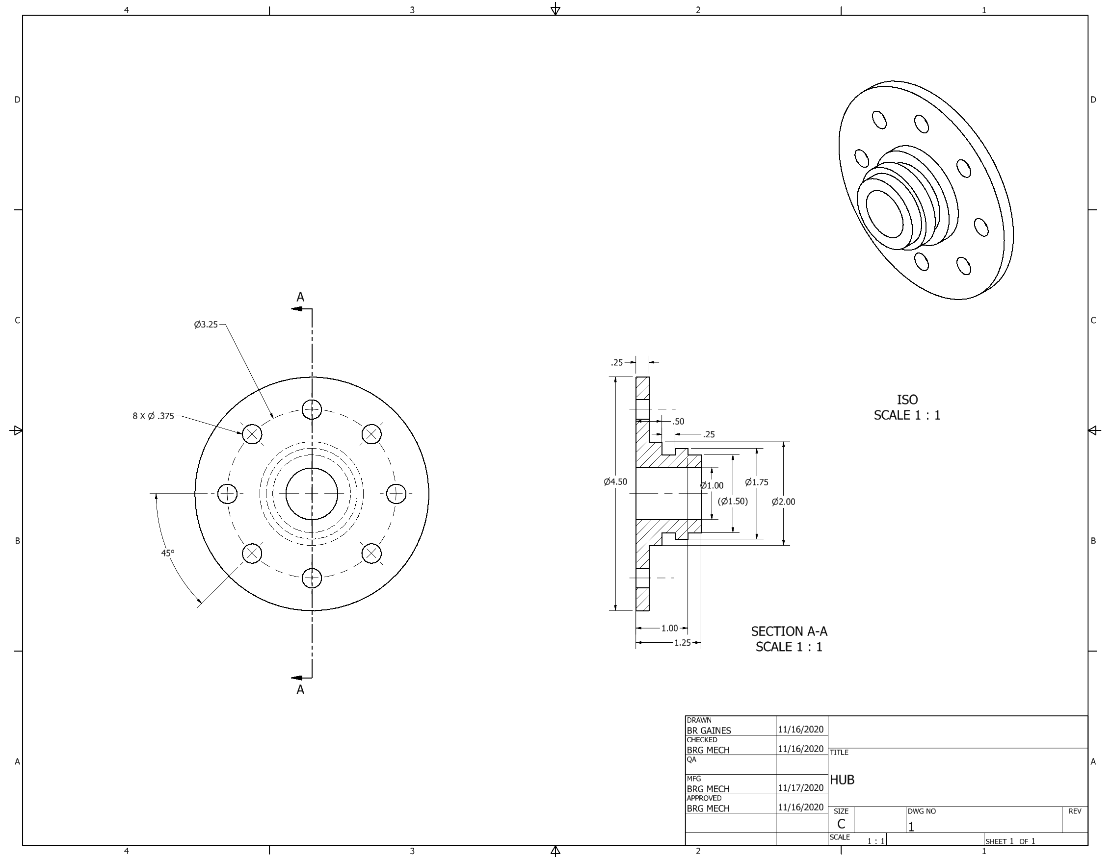 Orthographic Projection of Hub