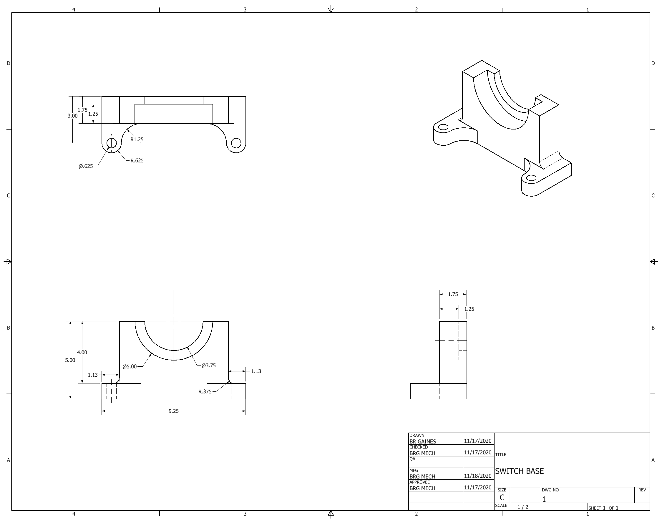 Orthographic Projection of Switch Base