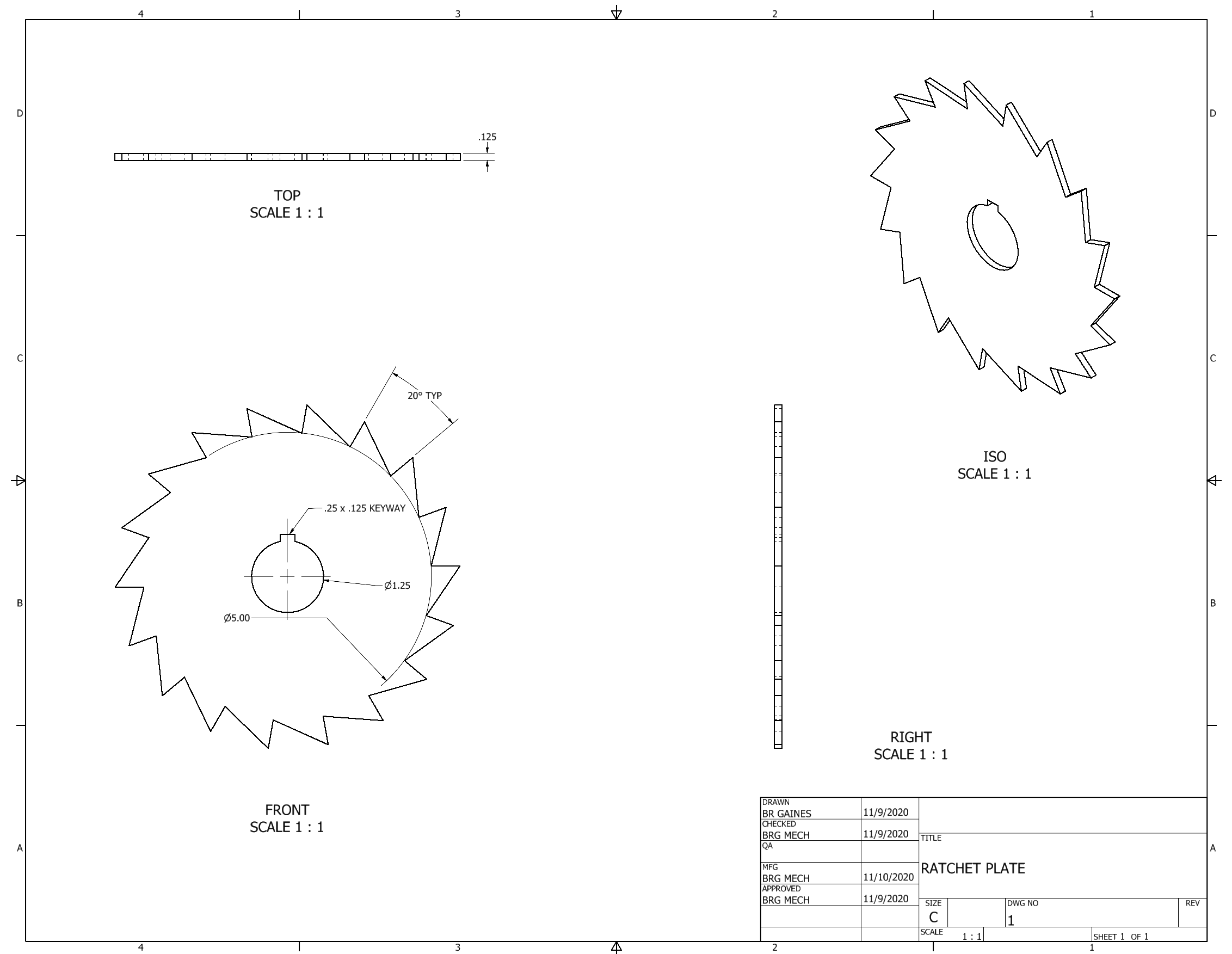 Orthographic Projection of Ratchet