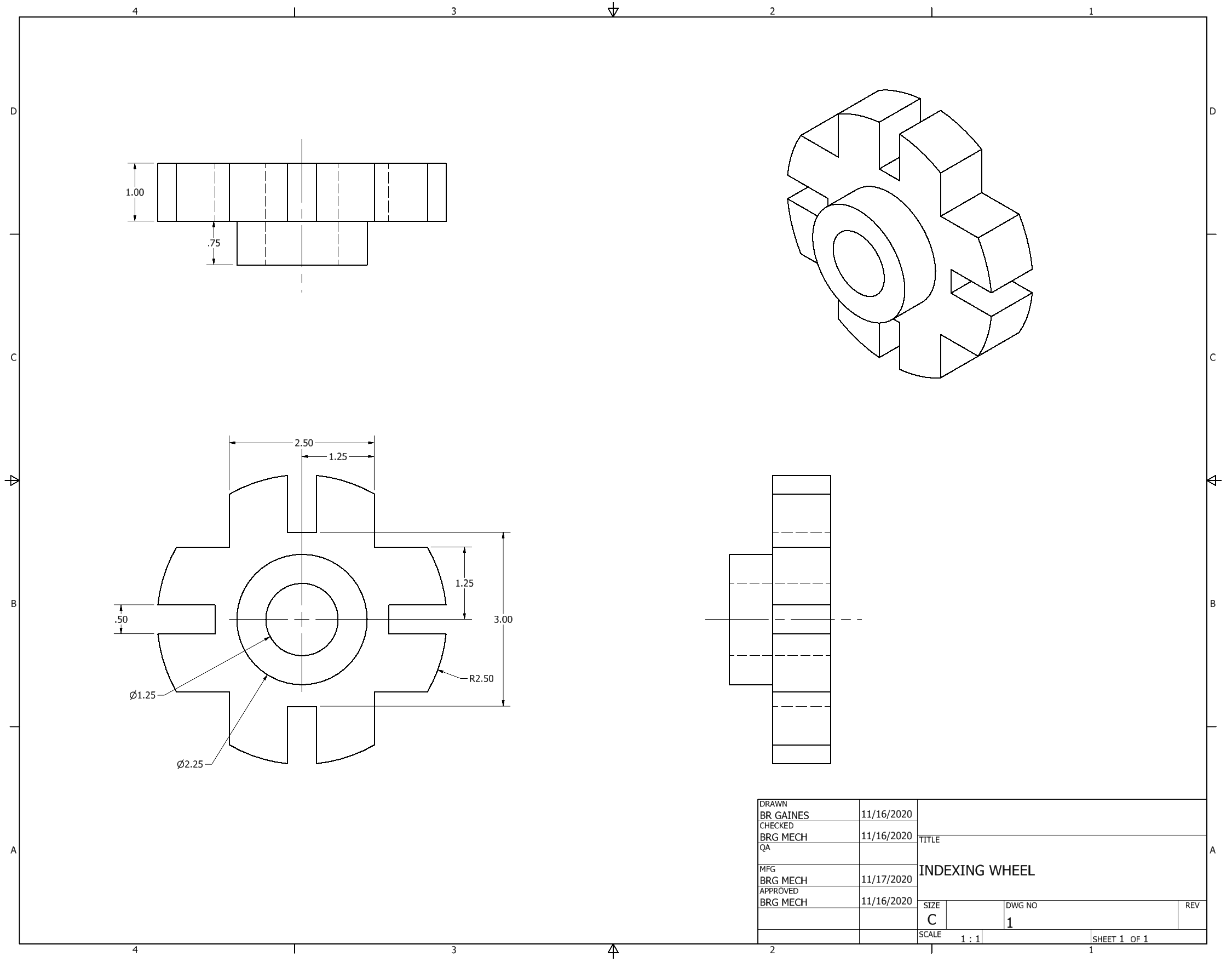 Orthographic Projection of Indexing Wheel