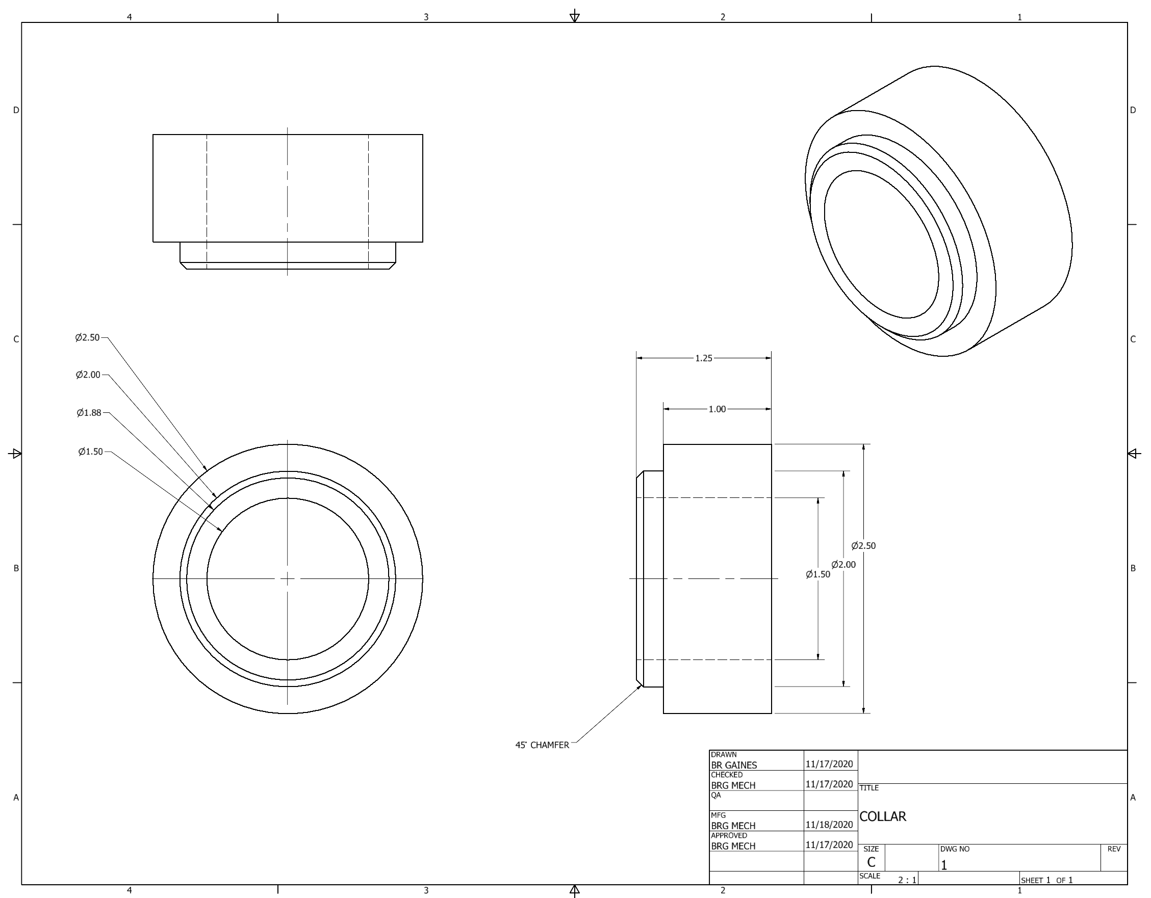 Orthographic Projection of Collar