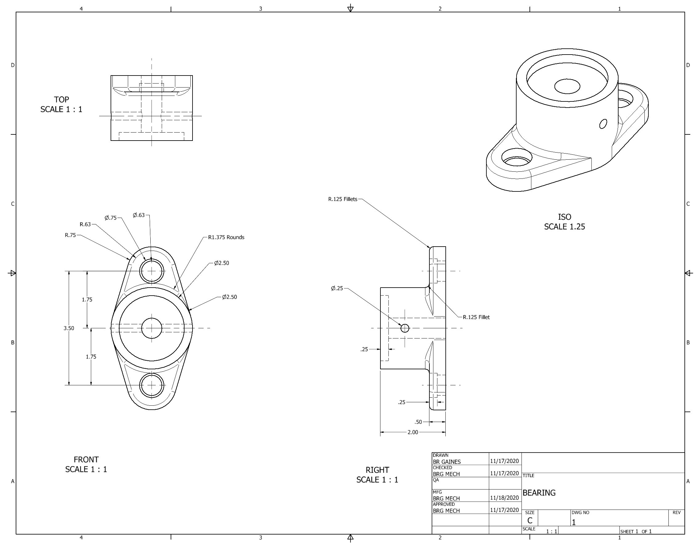 Orthographic Projection of Bearing