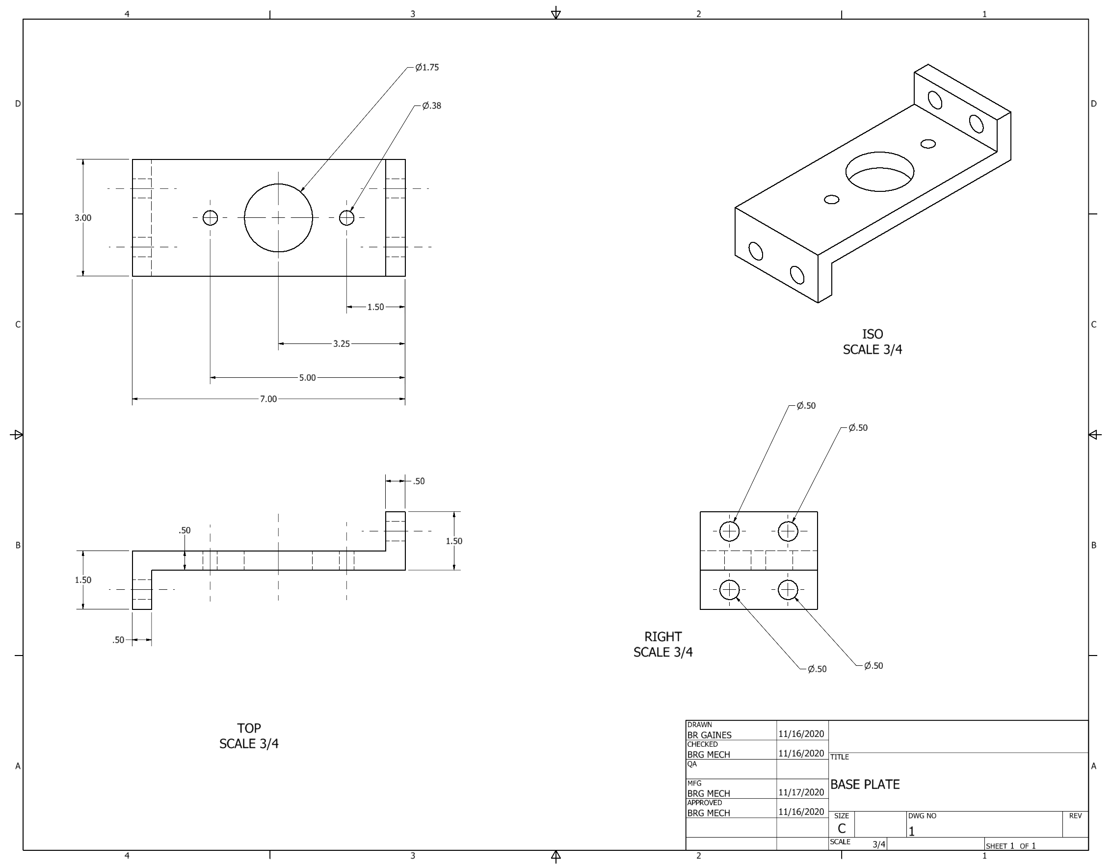 Orthographic Projection of Base Plate