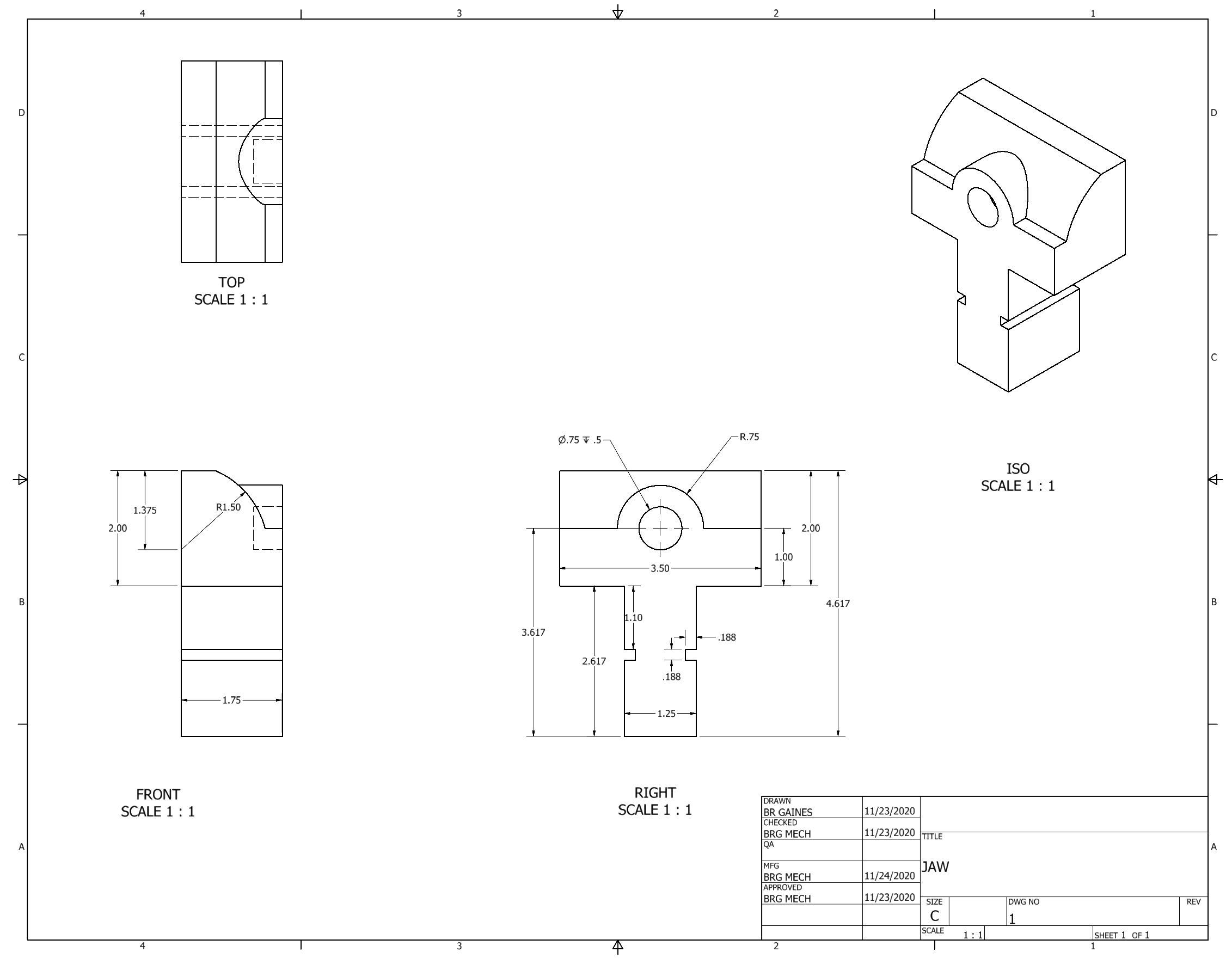 Orthographic Projection of Jaw