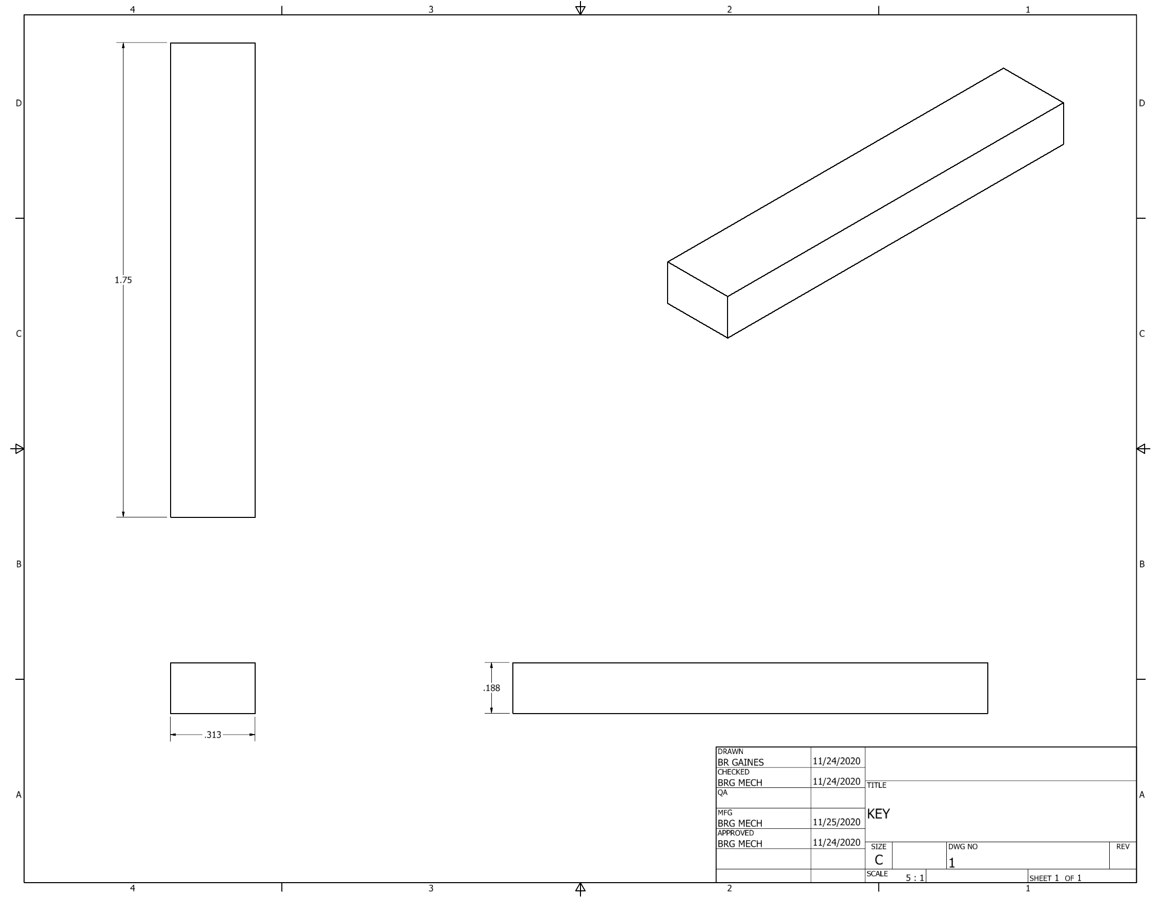 Orthographic Projection of Key