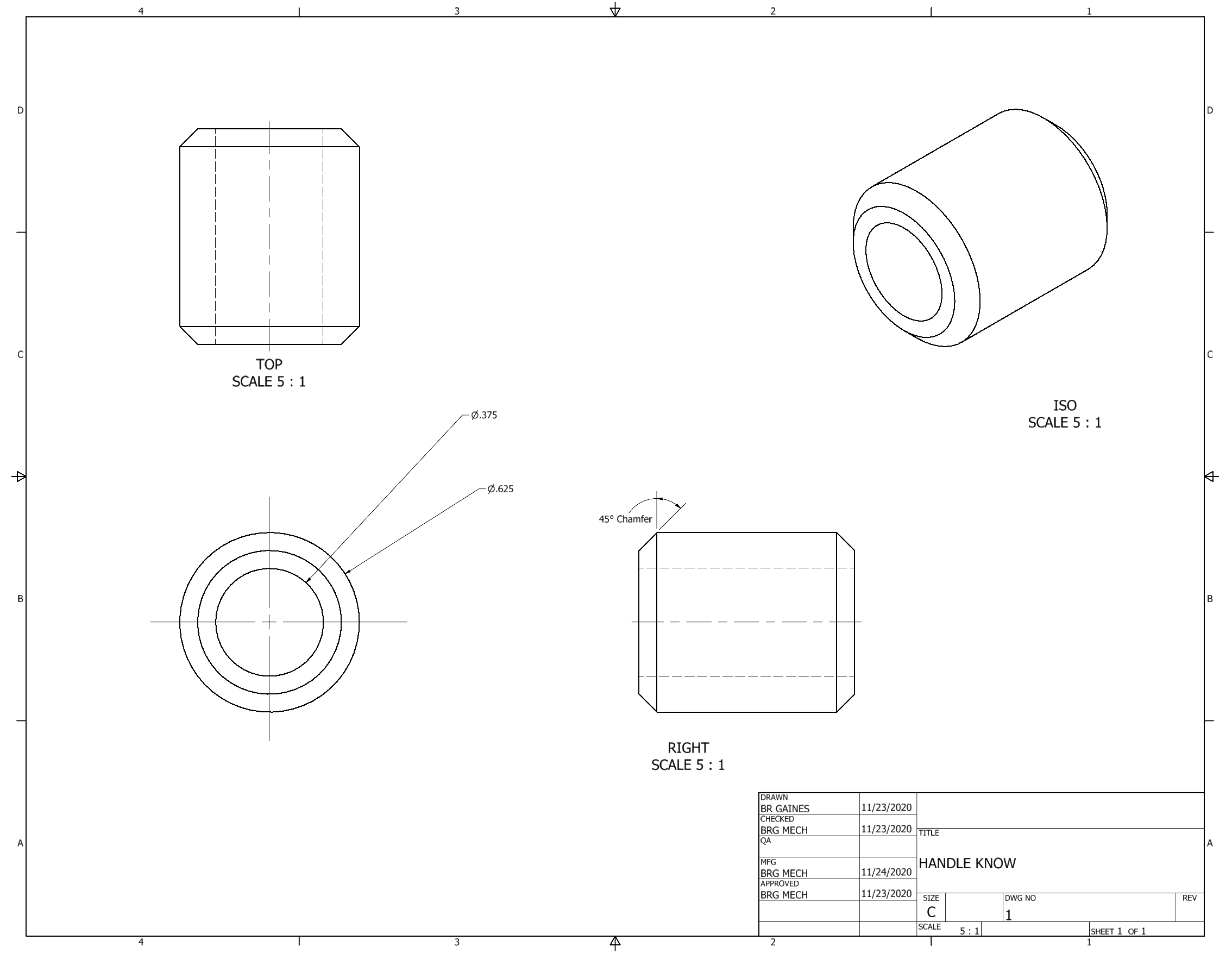 Orthographic Projection of Handle Knob