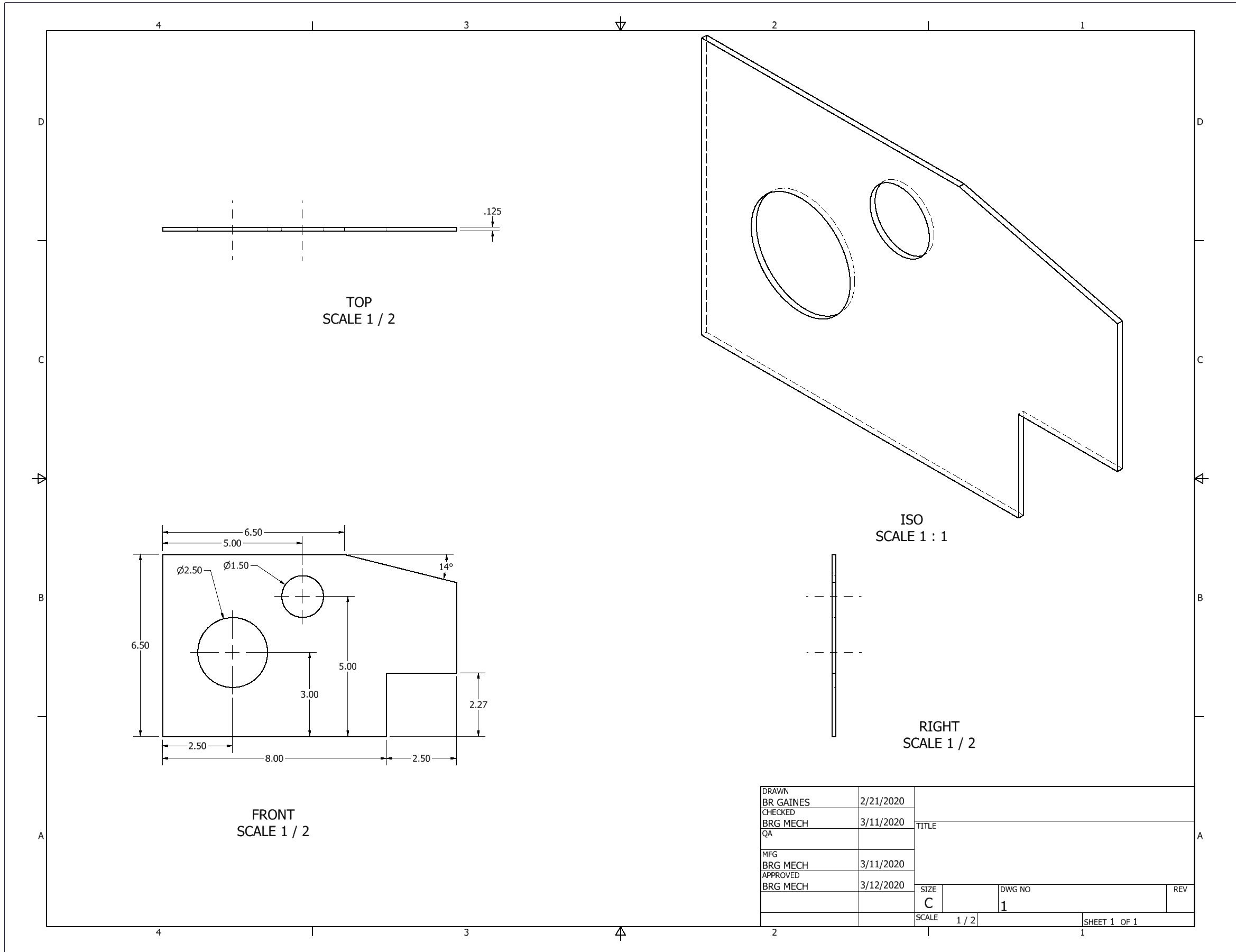 Orthographic Projection of Spacer Plate