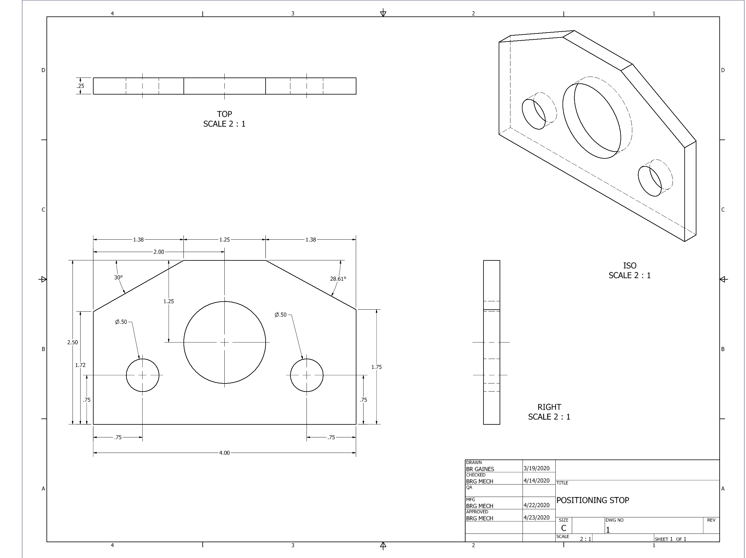 Orthographic Projection of Positioning Stop