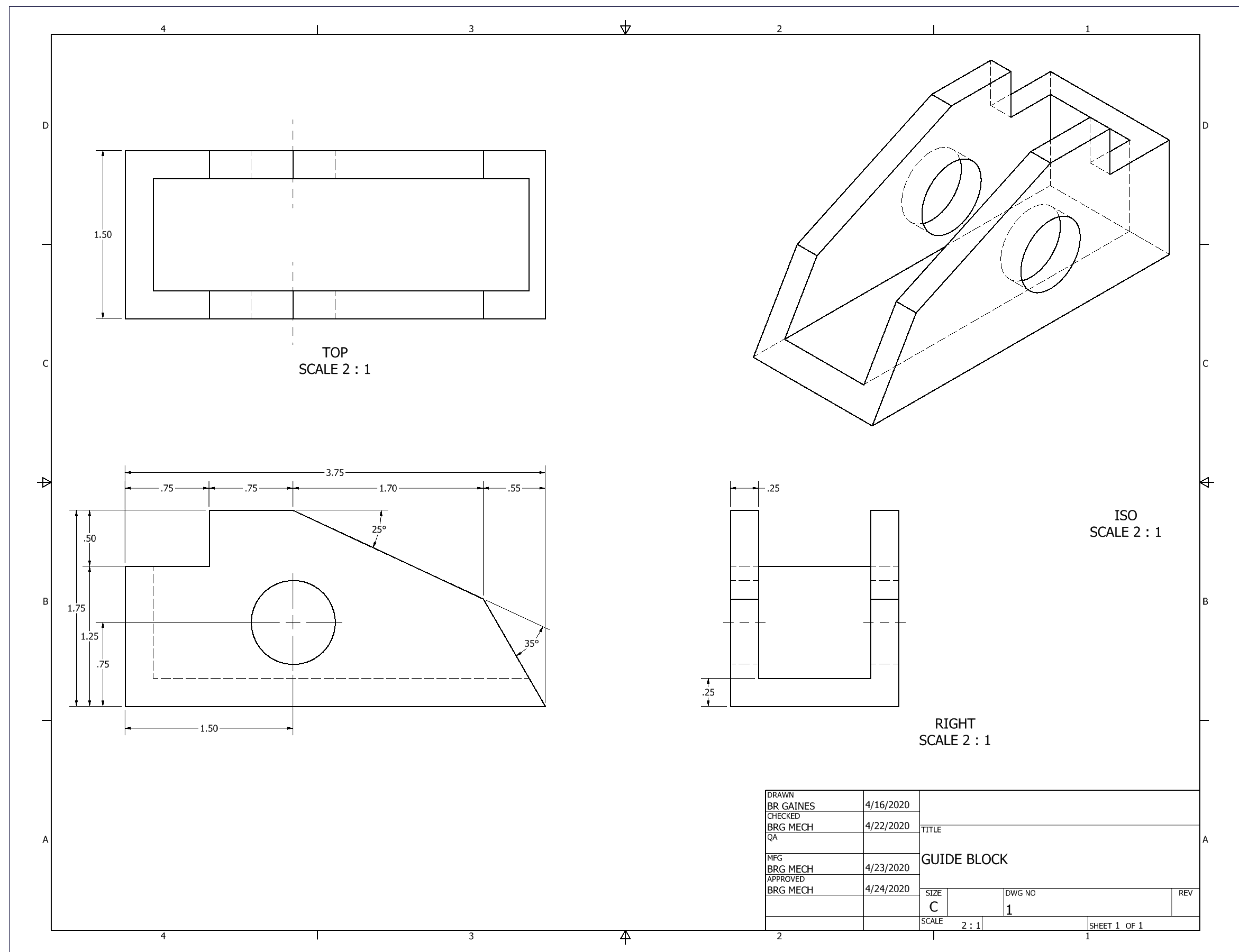 Orthographic Projection of Guide Block