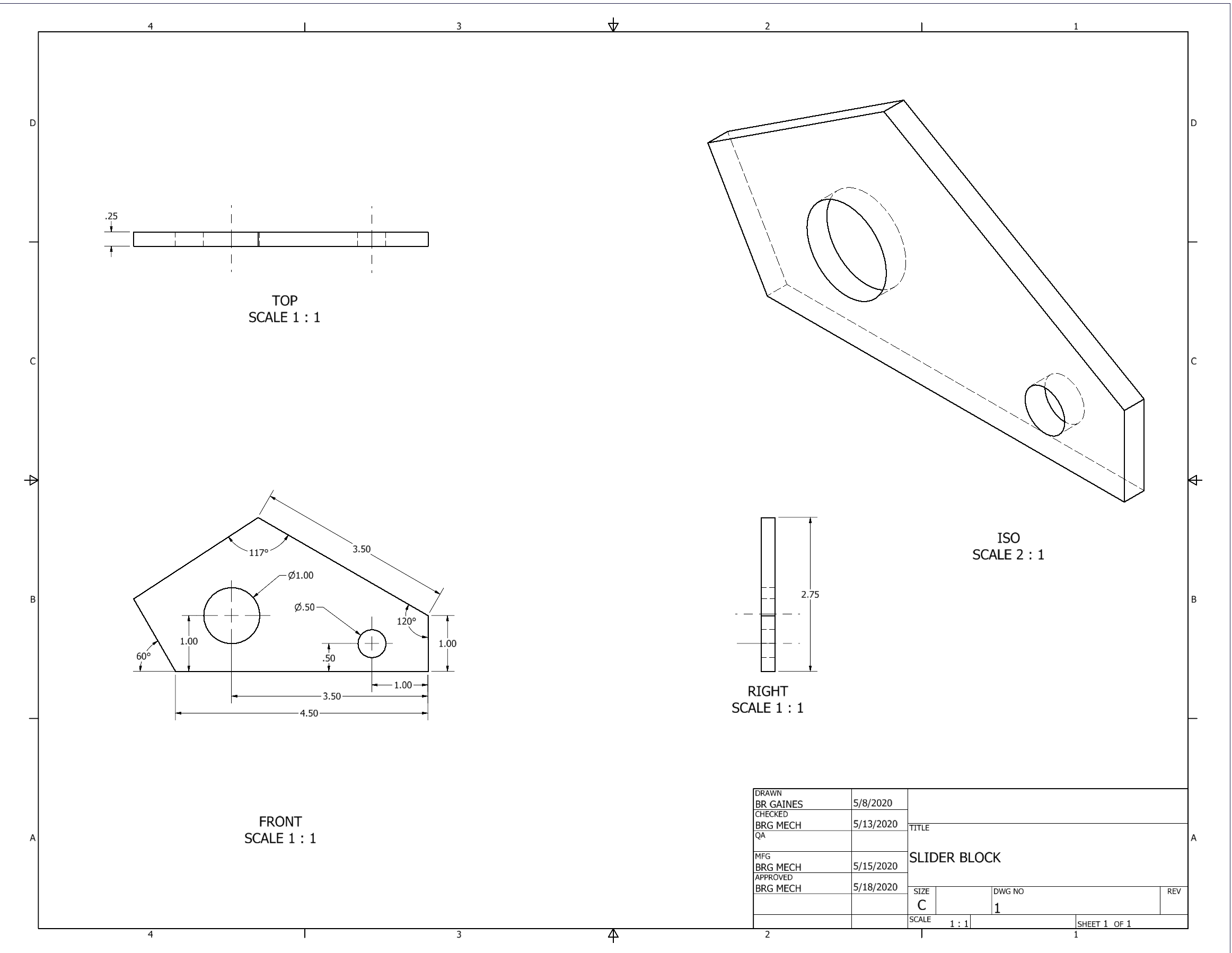 Orthographic Projection of Sider Block