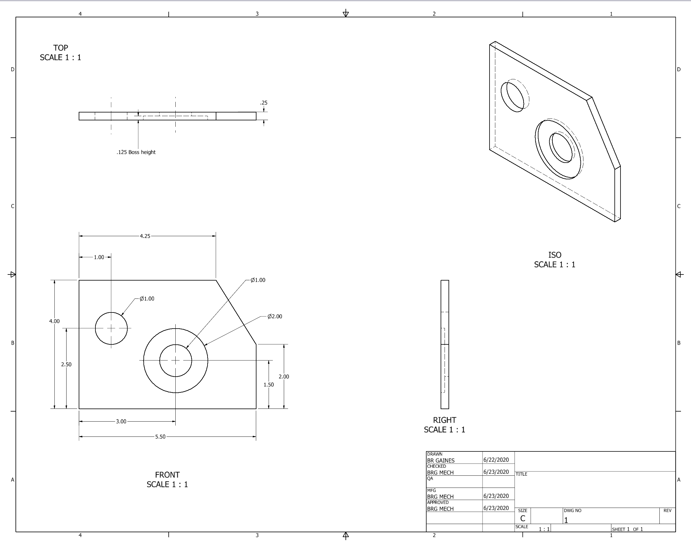 Orthographic Projection of Guide Plate