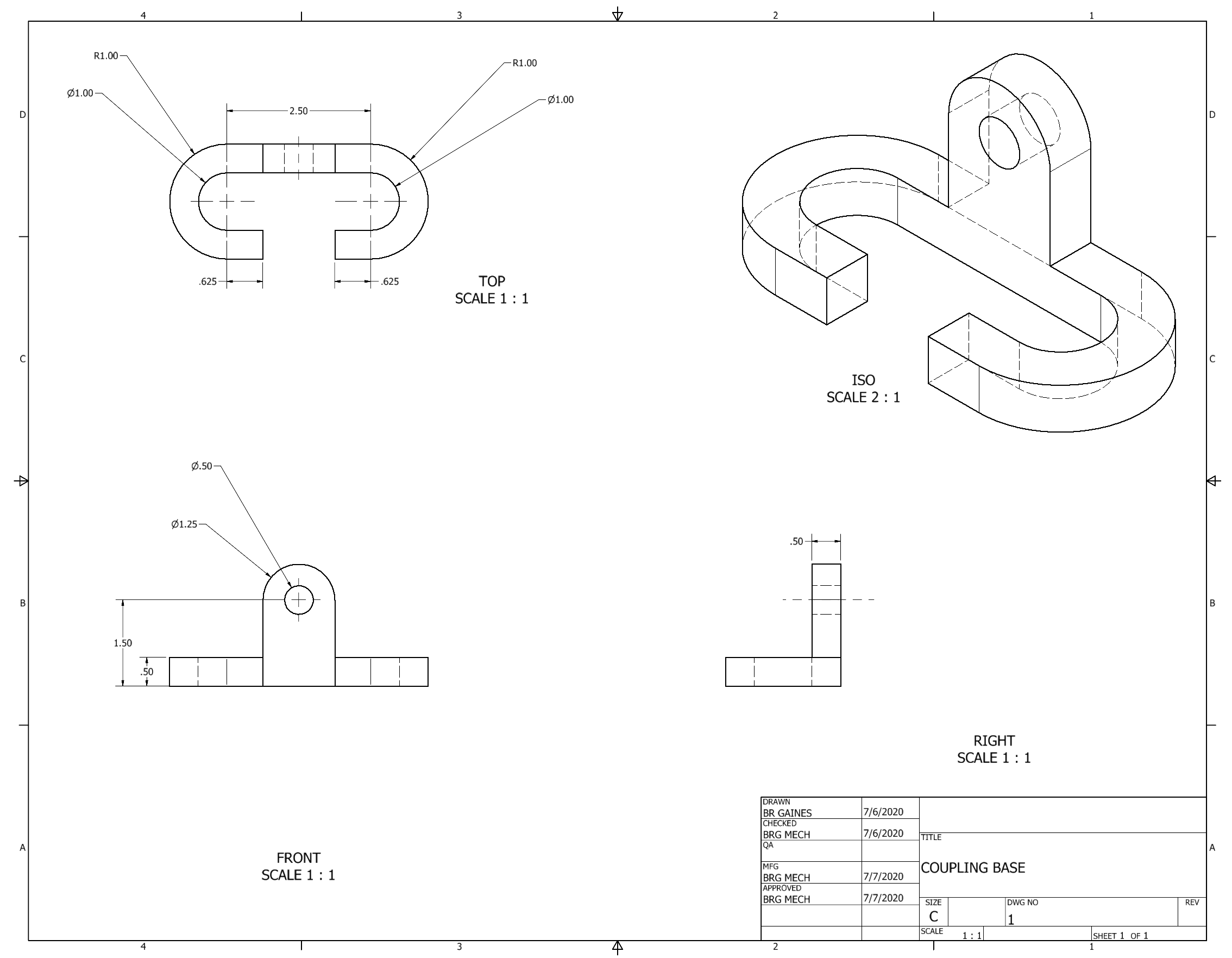 Orthographic Projection of Coupling Base