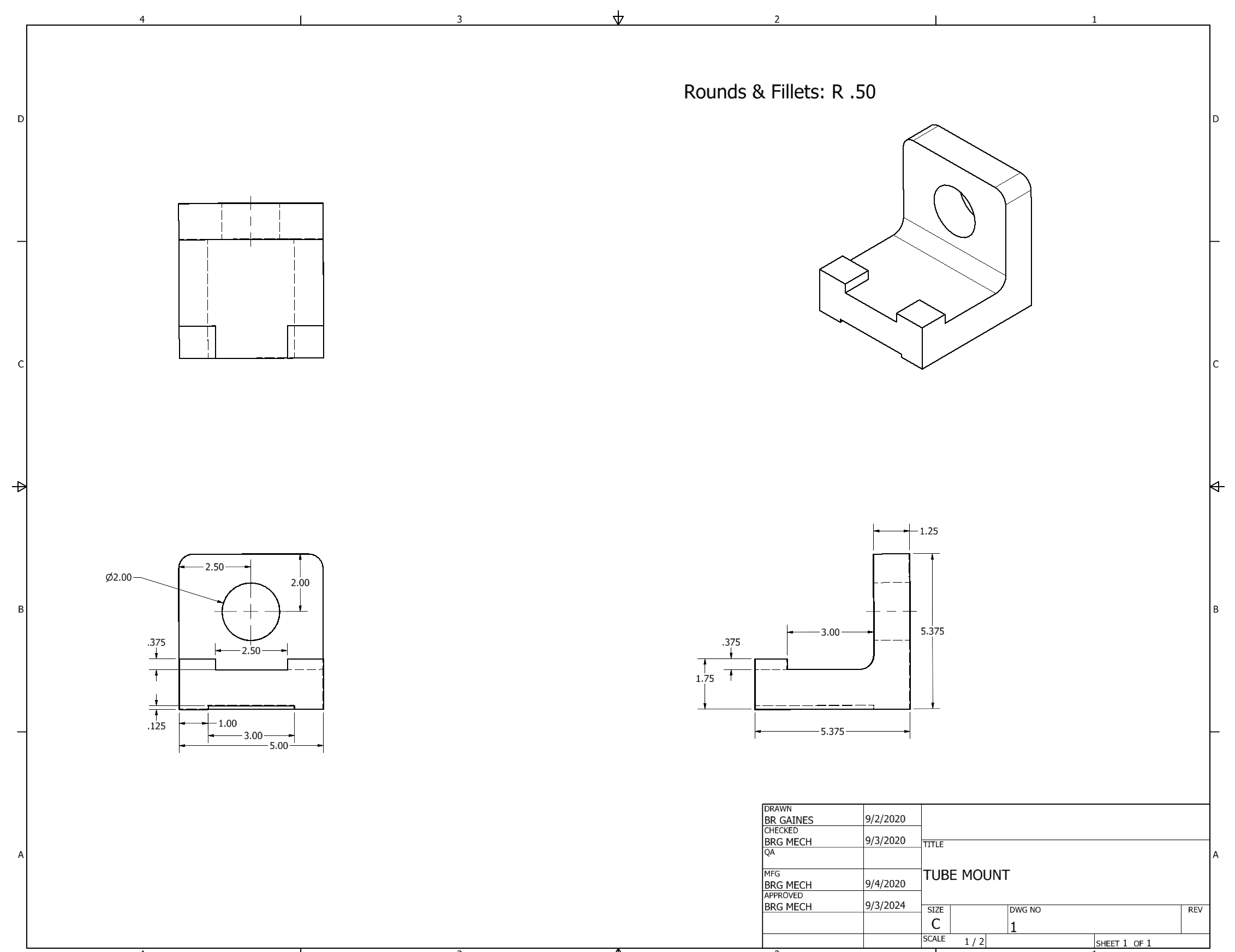 Orthographic Projection of Tube Mount