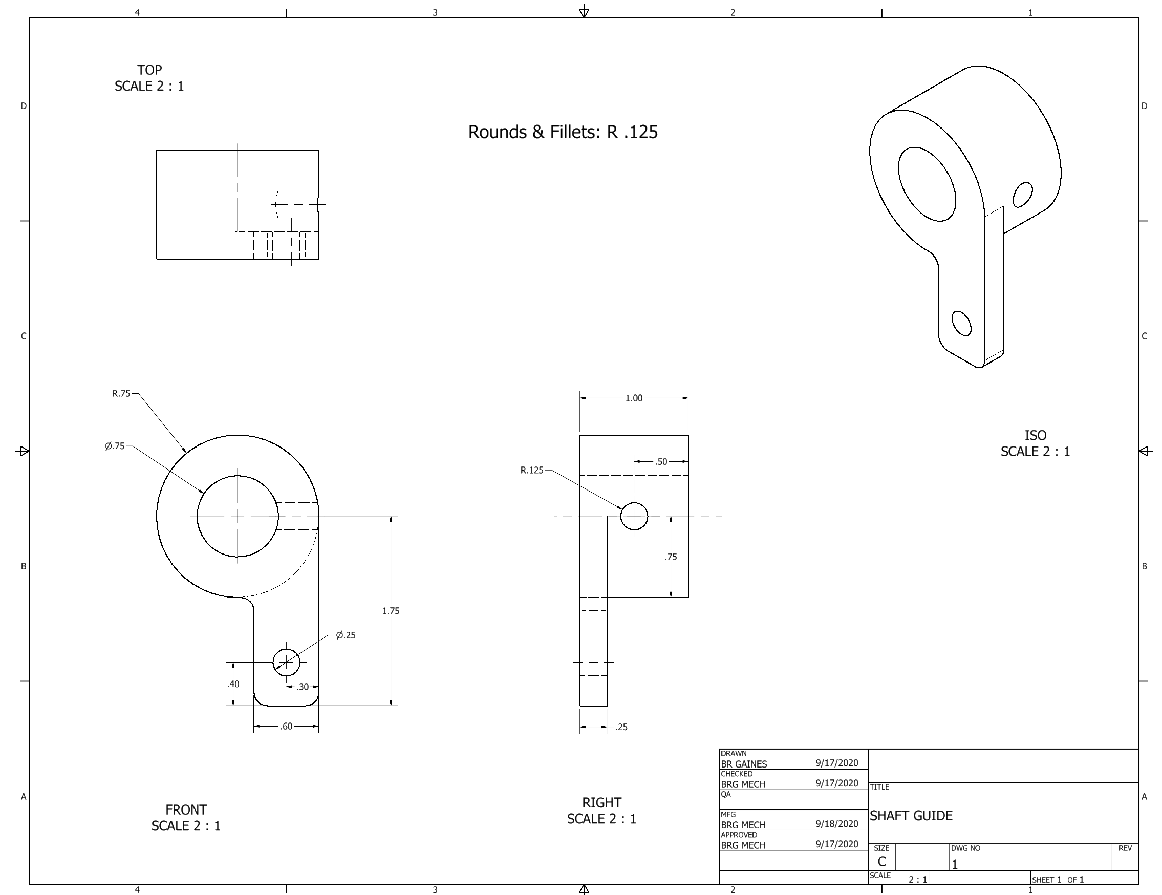 Orthographic Projection of Guide Slider